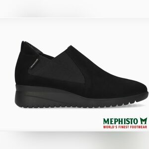MEPHISTO Ibelina Wedge Bootie Sneaker Suede Black Sz 9.5